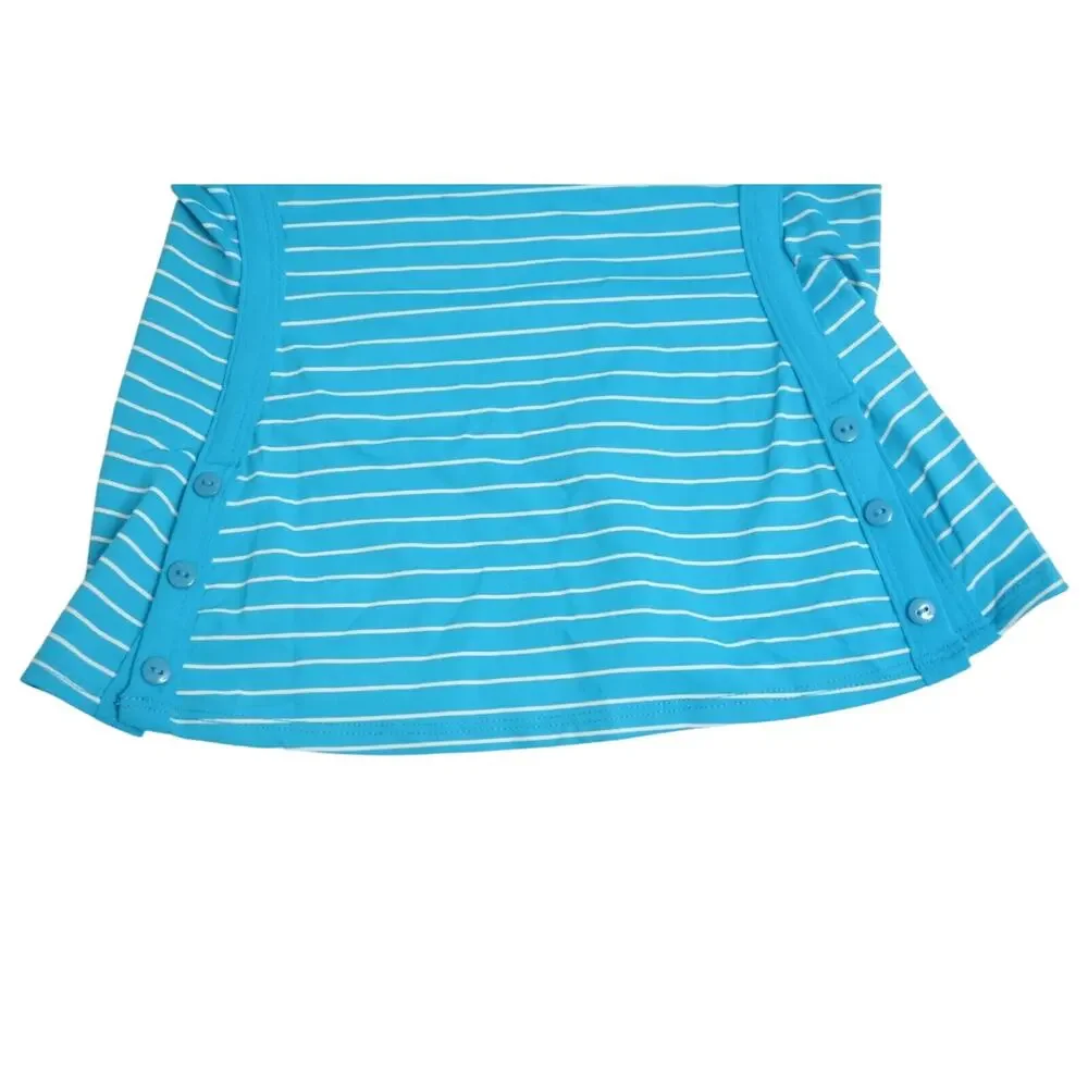 ROBIN PICCONE Women's Blue & White Striped Tankini Top w/ Halter Strap